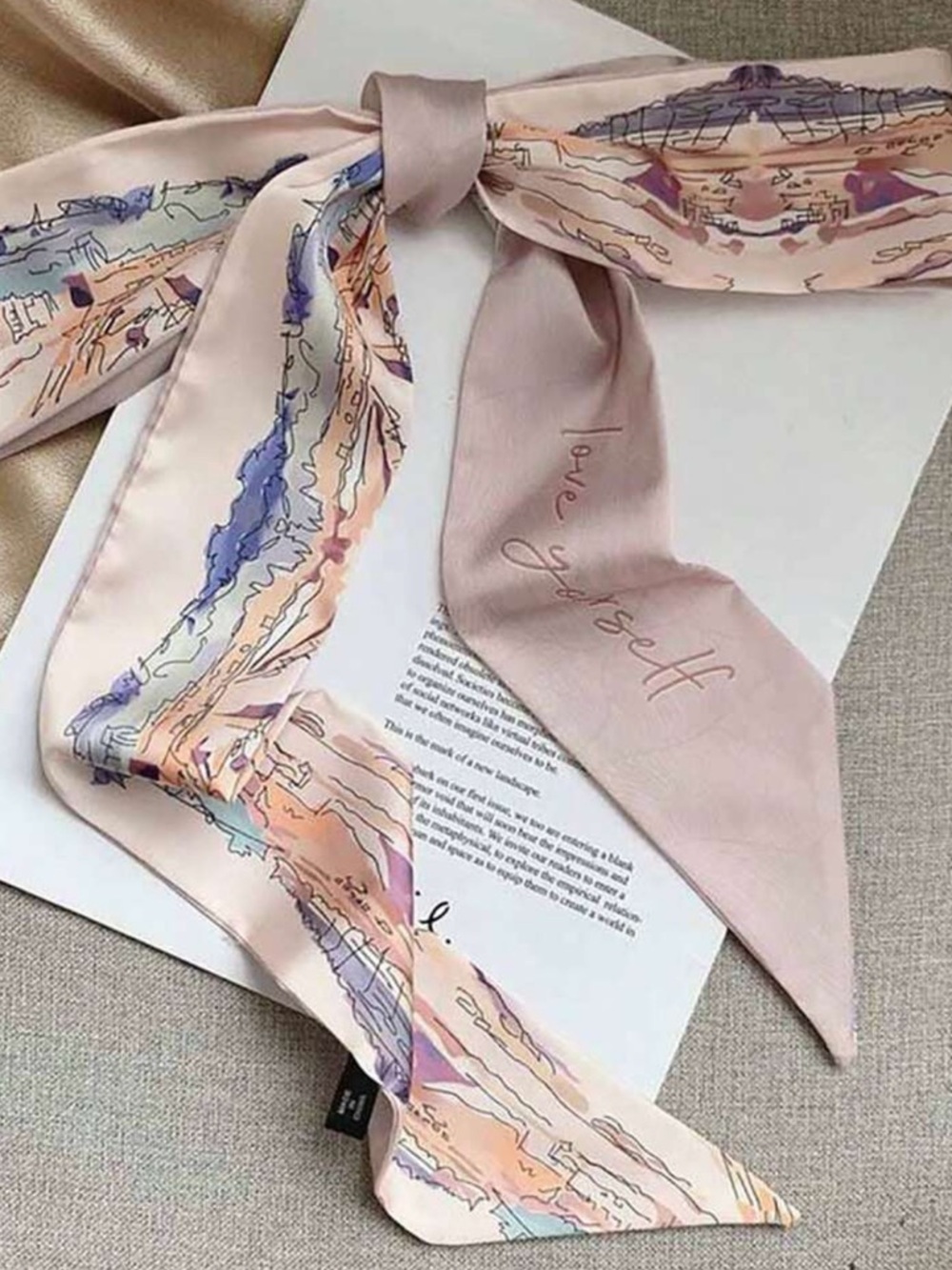 Anthropologie Blush Pink & Pastel Multi Print Silk Scarf Wrap